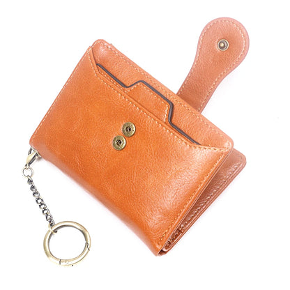 Portefeuille Femme Cuir Rétro Rouge - Porte-Monnaie Court Bifold avec Porte-Cartes Détachable