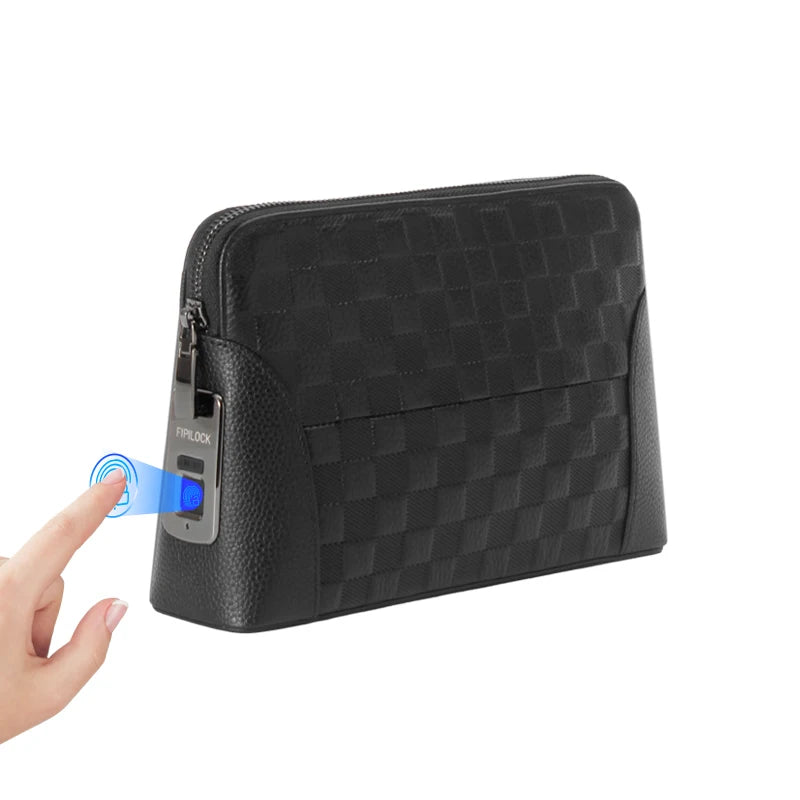 Portefeuille Sécurisé Serrure Empreinte Digitale - Clutch Anti-Vol Homme Femme Technologie Biométrique