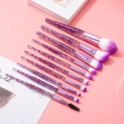 Set 10 Pinceaux Maquillage Professionnel Rose - Détails Blush Fond de Teint Correcteur Ombre Paupières Doux