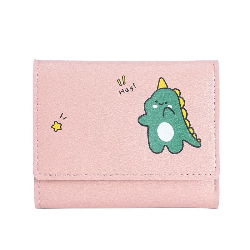Portefeuille Femme Cartoon Cuir PU - Porte-Cartes Tri-Fold Multi-Emplacements