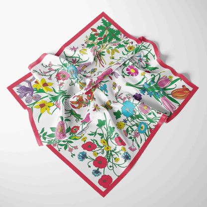 Foulard Carré Mousseline 70x70cm Femme - Écharpe Soie Imprimé Tête Cheveux Kerchief Mode