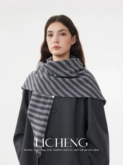 Foulard Triangle Laine Niche Britannique Coréen Vert - Écharpe Tricotée Multifonction Femme