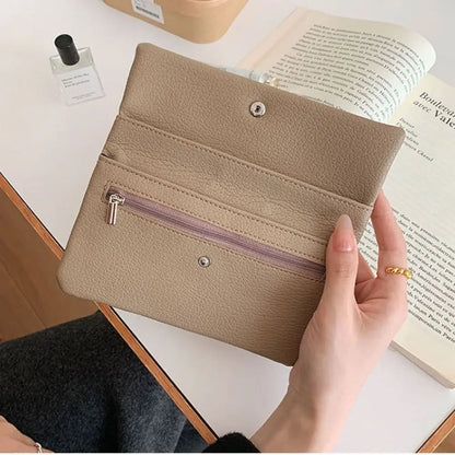 Portefeuille Long Femme Enveloppe Cuir PU - Clutch Fermeture Éclair Multi-Fonctions