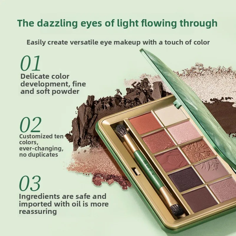 Palette Ombres à Paupières 10 Couleurs Waterproof - Fards Pailletés Shimmer Naturel Haute Pigmentation Glitter