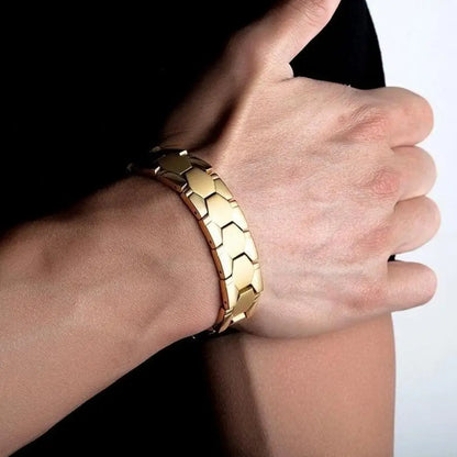 Bracelet Magnétique Thérapeutique Hexagone – Jonc Homme Élégant