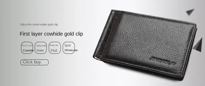 Portefeuille Homme Cuir Véritable - Porte-Cartes Court Premium Noir