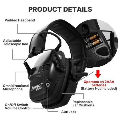 Casque Anti-Bruit Électronique Tir Sportif - Protection Auditive Impact