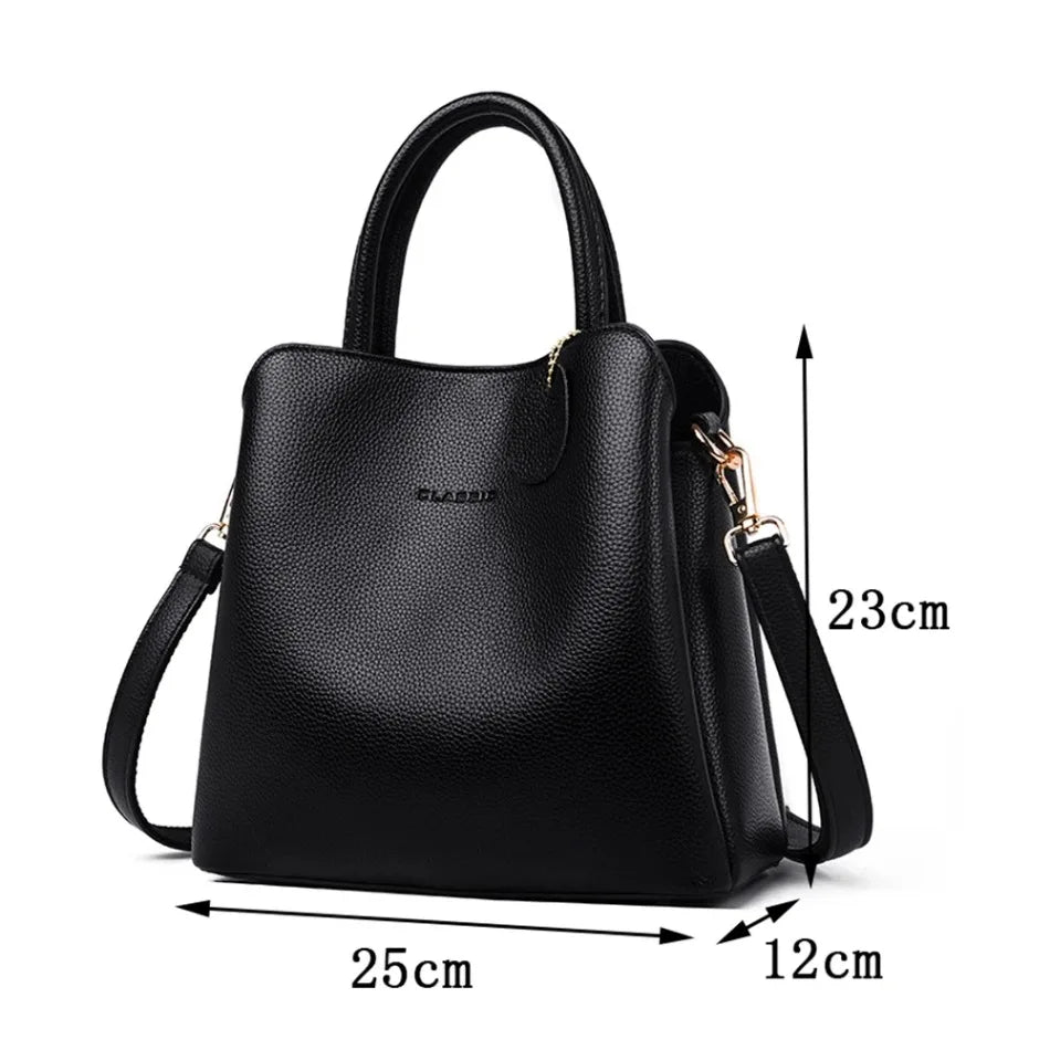 Sac à Main Femme Cuir Luxe 3 Poches - Tote Crossbody Designer Petit