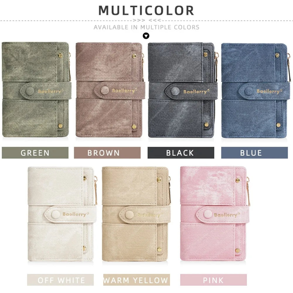 Portefeuille Femme Cuir PU - Porte-Carte Compact Zippé Grande Capacité pour Cartes Bancaires et Voyage