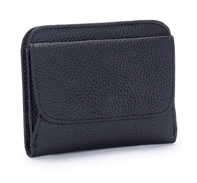 Portefeuille Femme Cuir Véritable Pliable Simple - Porte-Monnaie Multifonction Coin Bag Petit Money Bag