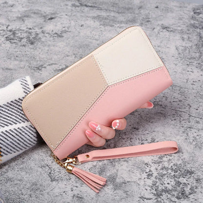Portefeuille Femme Cuir Long Zippé - Grande Capacité Multifonction avec Compartiment Téléphone