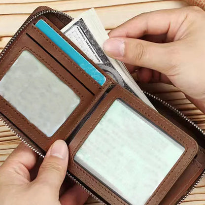 Portefeuille Homme Femme Cuir PU Compact - Porte-Cartes Poche Khaki Unisexe