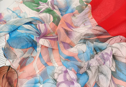 Foulard Écharpe Georgette Dégradé Fleur Femme - Bandana Châle Été Protection Solaire Plage