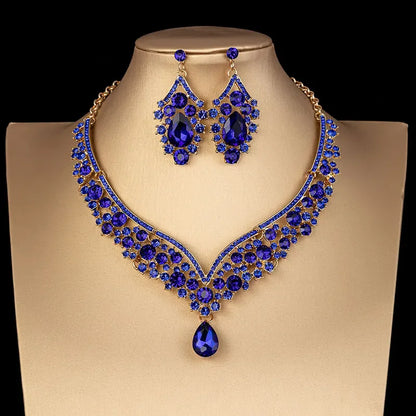 Parure Mariée Choker Cristaux Irisés AB - Collier et Boucles Strass Luxe