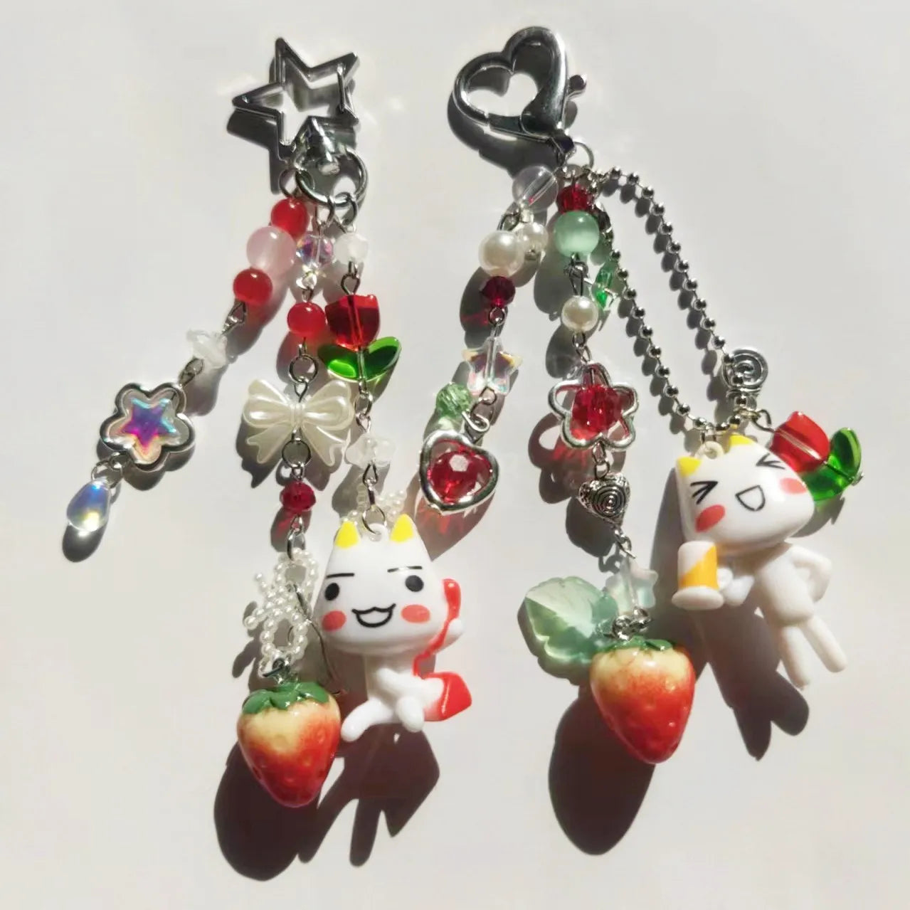 Porte-Clés Kawaii Perles Fraise Animé – Charm Sac Y2K Mignon