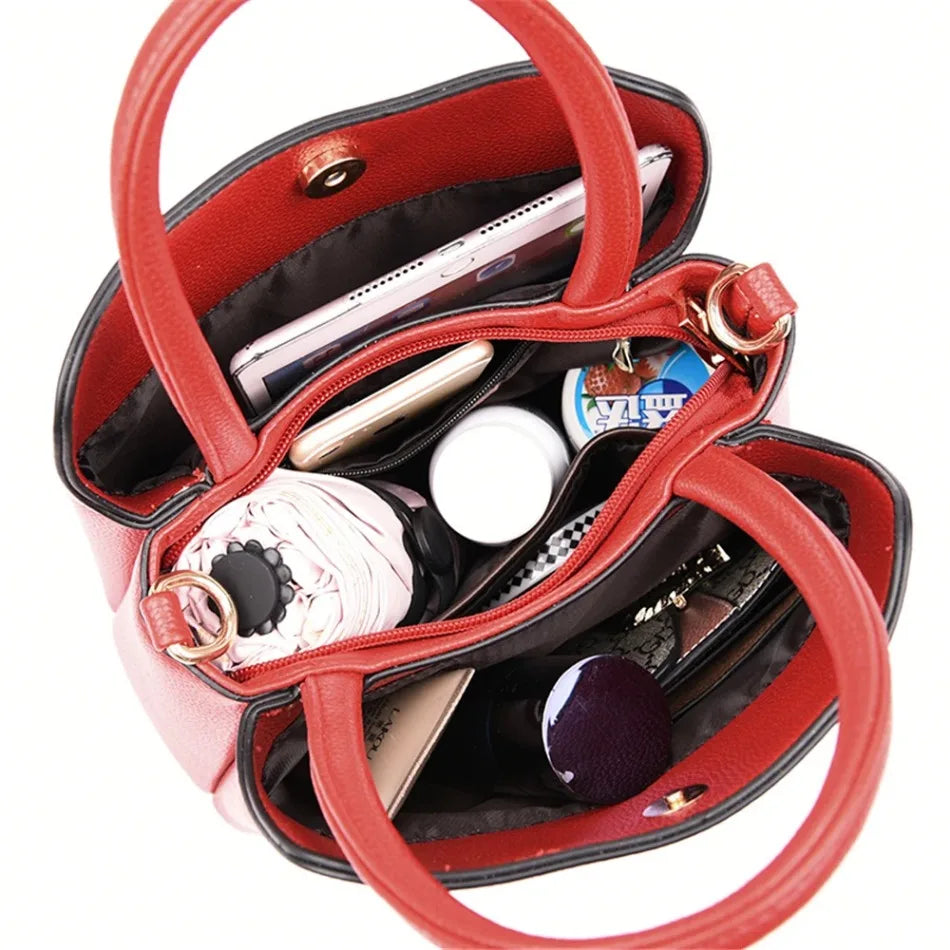 Sac à Main Femme Cuir Luxe 3 Poches - Tote Crossbody Designer Petit