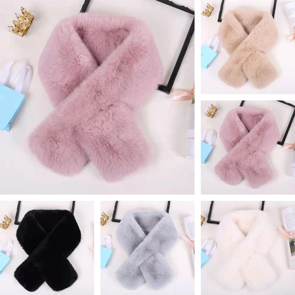 Foulard Écharpe Fourrure Lapin Peluche Femme - Col Croisé Chaud Épais Hiver