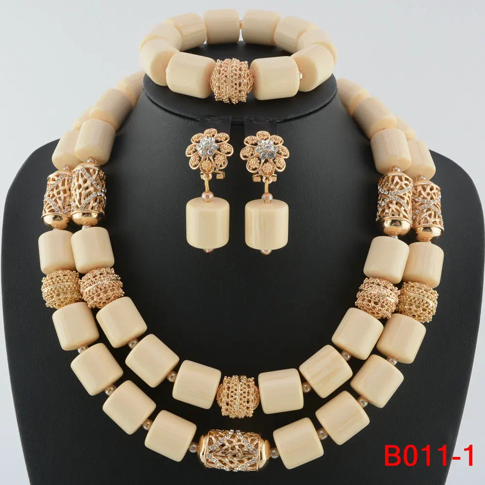 Ensemble Bijoux Perles Cristal Africain – Parure Mariée Luxe