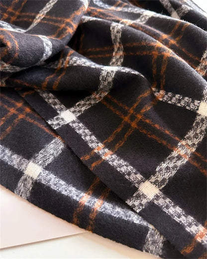 Women's Cashmere Scarf - Warm Checkered Shawl for Winter