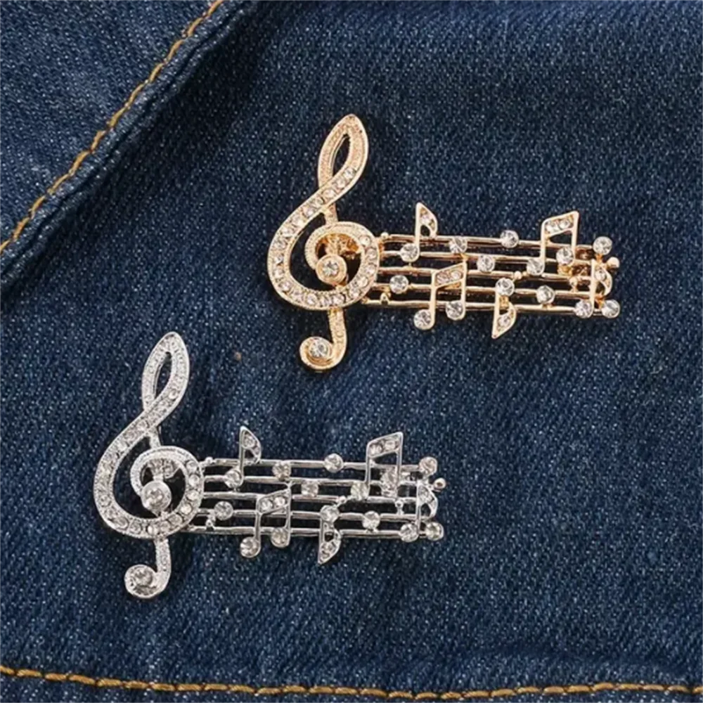 Broche Note de Musique Émaillée Cristaux – Pin's Élégant Musical Amoureux Musique