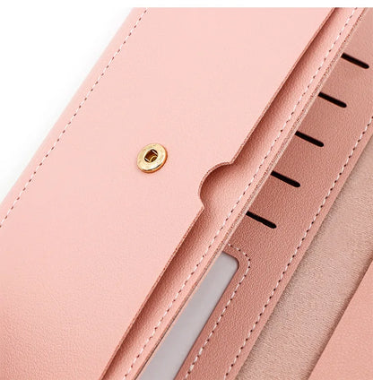 Portefeuille Femme Long Cuir PU Perles - Porte-Monnaie Carte Clutch Mini Fermoir Rouge