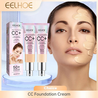 Fond de Teint CC Cream - Hydratant Waterproof Éclaircissant Couvrance Imperfections Contrôle Sébum Longue Tenue