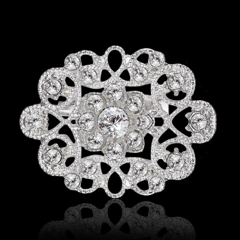 Broche Fleur Rétro Mode Cristal Strass – Pin's Bijou Mariage Rendez-vous Soirées Femme