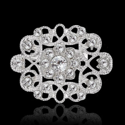 Broche Fleur Rétro Mode Cristal Strass – Pin's Bijou Mariage Rendez-vous Soirées Femme