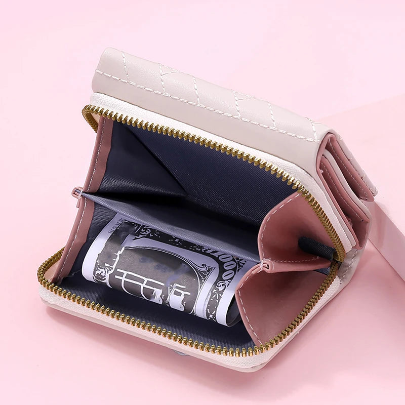 Portefeuille Femme Kawaii Mignon - Petit Porte-Monnaie Cuir Rose Designer