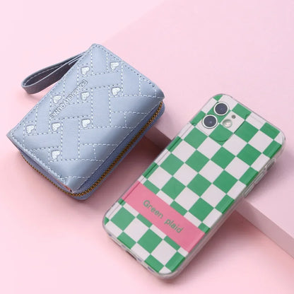Portefeuille Femme Mignon Cœur Brodé Cuir PU - Trifold Multi-Cartes avec Porte-Monnaie