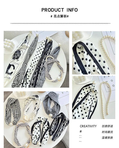 Foulard Perles Protection Solaire Femme - Boucle Magnétique Pendentif Été Long