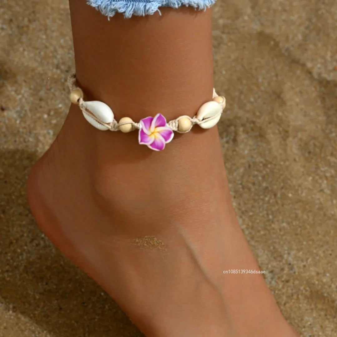 Ensemble Bijoux Fleurs Tressées Bohème Grande Fleur – Collier Boucles Rose Rouge Bleu Plage Femme