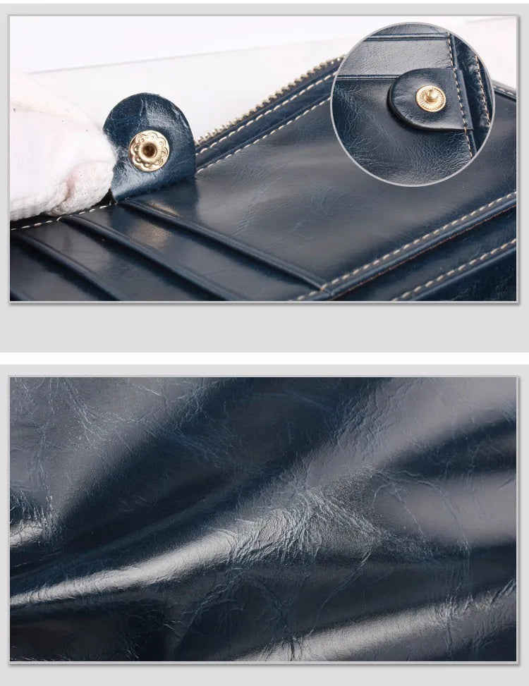 Portefeuille Femme Cuir Véritable Long - Porte-Monnaie Luxe Huile Végétale Casual