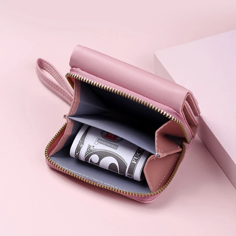 Portefeuille Femme Kawaii Mignon - Petit Porte-Monnaie Cuir Rose Designer