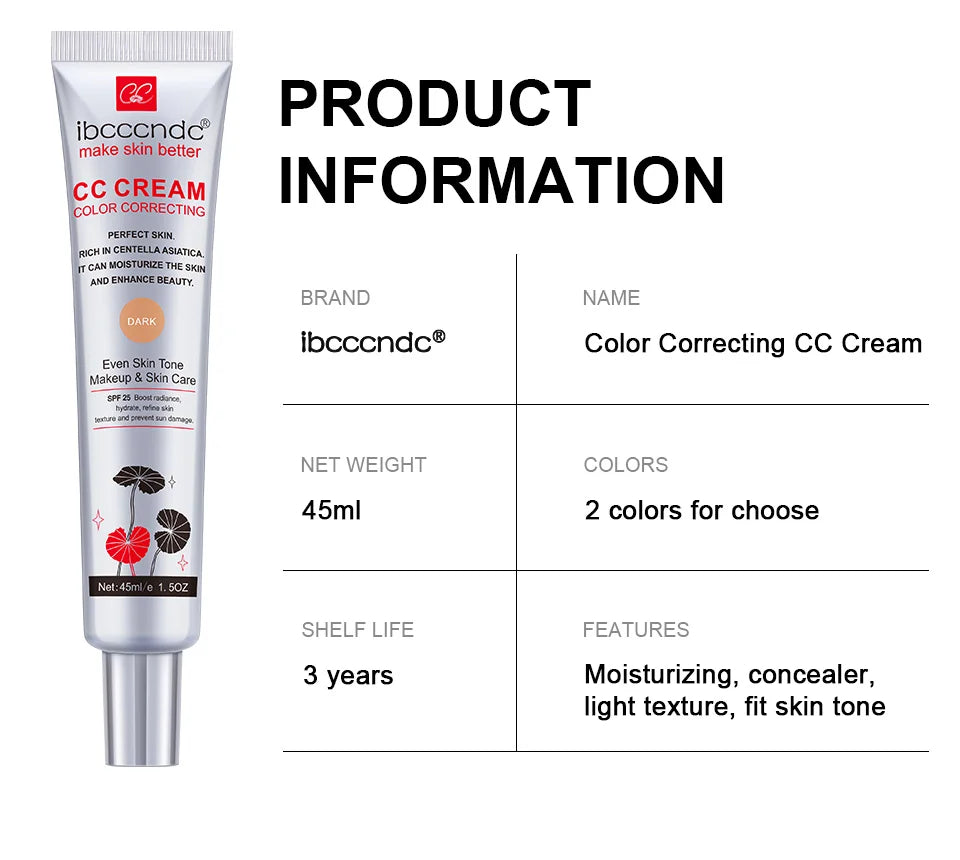 CC Cream Visage Erborian Light - Fond de Teint Correcteur Couvrance Totale Hydratant Base Maquillage Femme