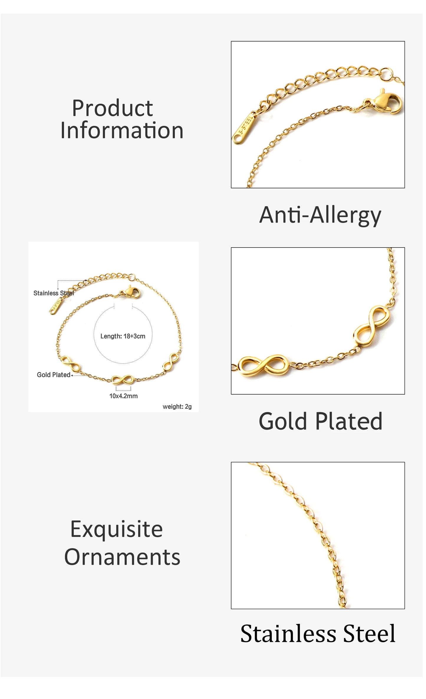 Bracelet Acier Inoxydable Plaqué Or – Pendentifs Tendance Haut de Gamme