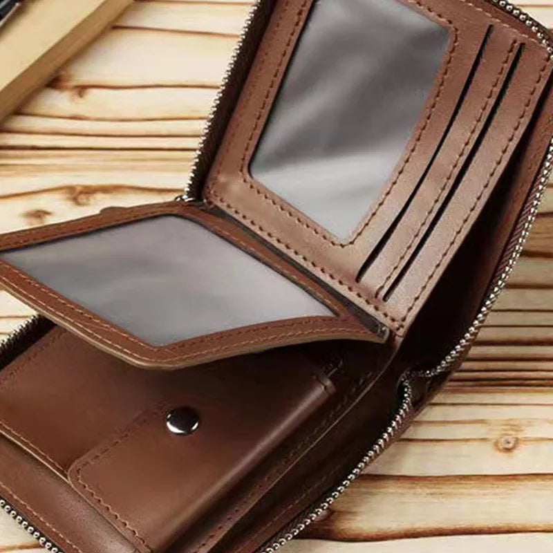 Portefeuille Homme Femme Cuir PU Compact - Porte-Cartes Poche Khaki Unisexe
