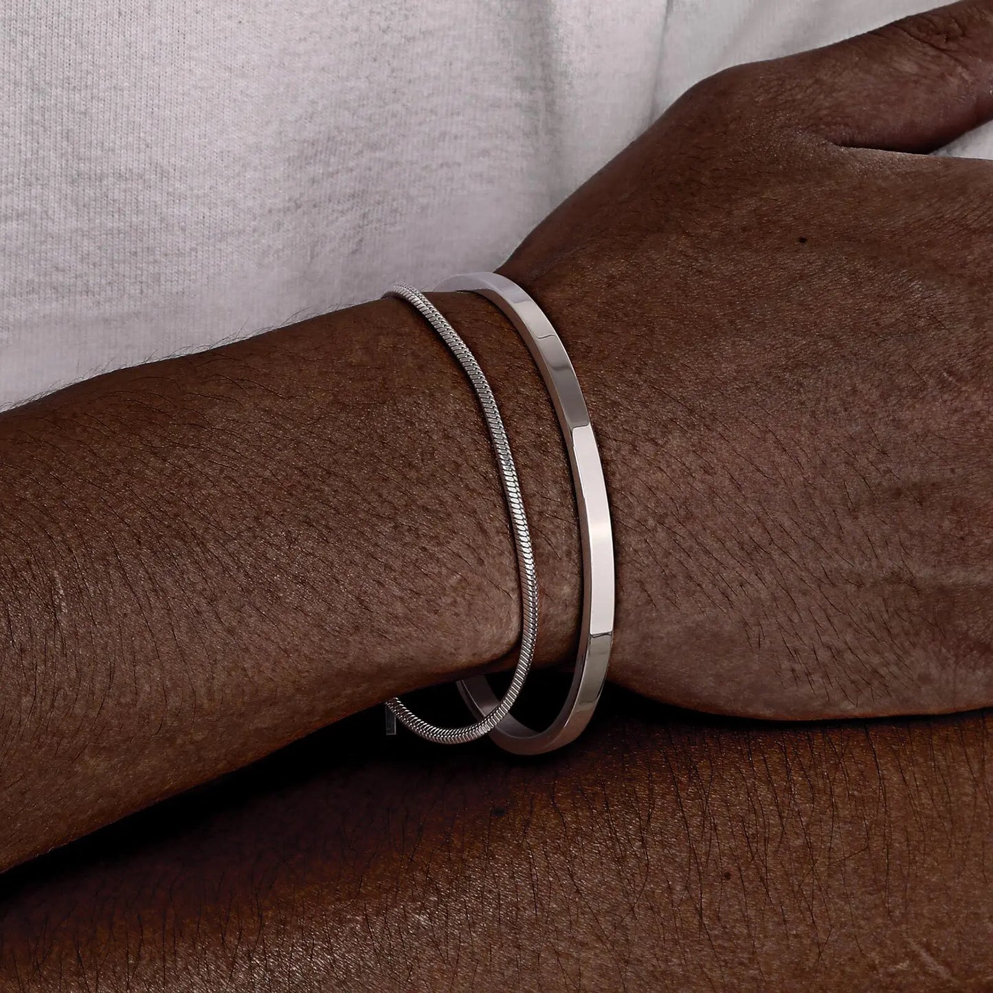 Set 2 Bracelets Chaîne Acier Inoxydable Homme – 4mm Ajustable, 3 Finitions