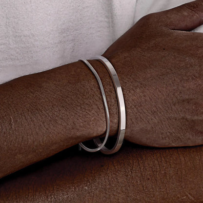 Set 2 Bracelets Chaîne Acier Inoxydable Homme – 4mm Ajustable, 3 Finitions