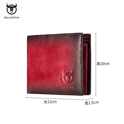 Portefeuille Homme Cuir BULLCAPTAIN RFID Bifold Slim - Porte-Cartes Multi-Poches