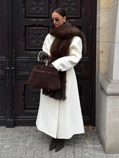 Faux Fur Scarf with Pom-poms - Long Thick Scarf for Women