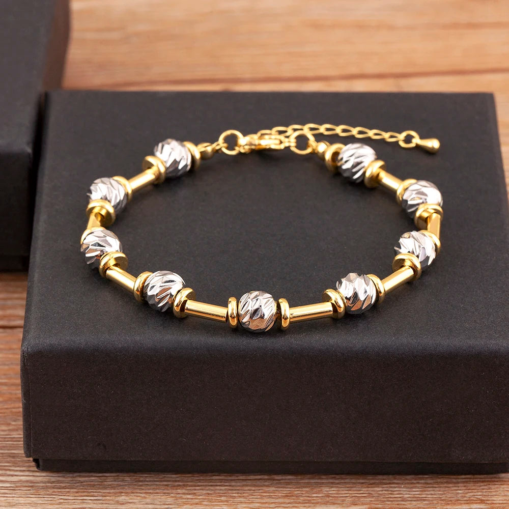 Bracelet Perles CZ Fait Main Ajustable – Chaîne Cuivre Polyvalent Femme