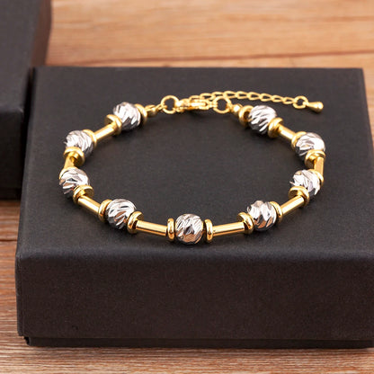 Bracelet Perles CZ Fait Main Ajustable – Chaîne Cuivre Polyvalent Femme