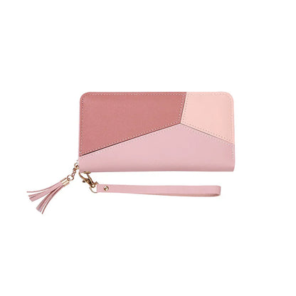 Portefeuille Femme Long Zippé Cuir PU Bleu - Porte-Monnaie Fashion Porte-Carte Billfold Handbag