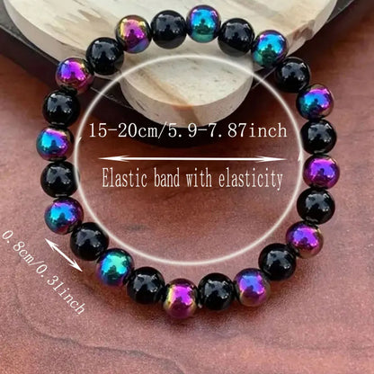 Bracelet Obsidienne Arc-en-Ciel Agate 8mm – Perles Pierres Semi-Précieuses Bohème Unisexe