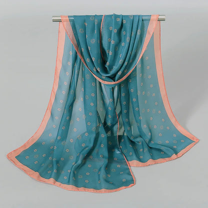 Foulard Soie Mousseline Luxe Femme - Écharpe Tête Plage Bandana Hijab Été