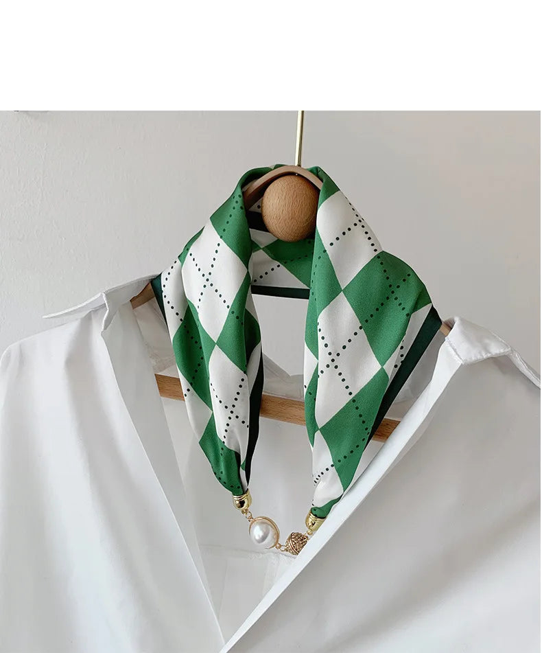 Women's Square Scarf with Magnetic Buckle - Versatile Summer Luxury Scarf/Necklace