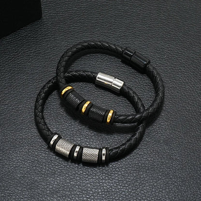 Bracelet Cuir Véritable Homme Magnétique – Style Punk Câble Cadeau
