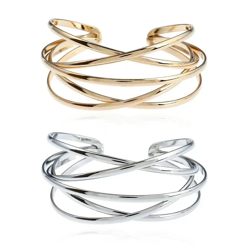 Bracelet Manchette Charm Femme – Alliage Ajustable, 4 Finitions Luxe