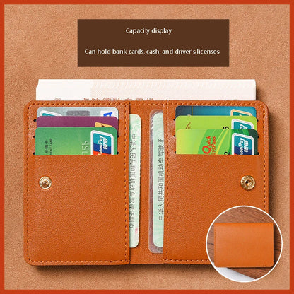 Portefeuille Pliable Cuir Souple avec Bouton - Petit Porte-Cartes Permis Simplifié
